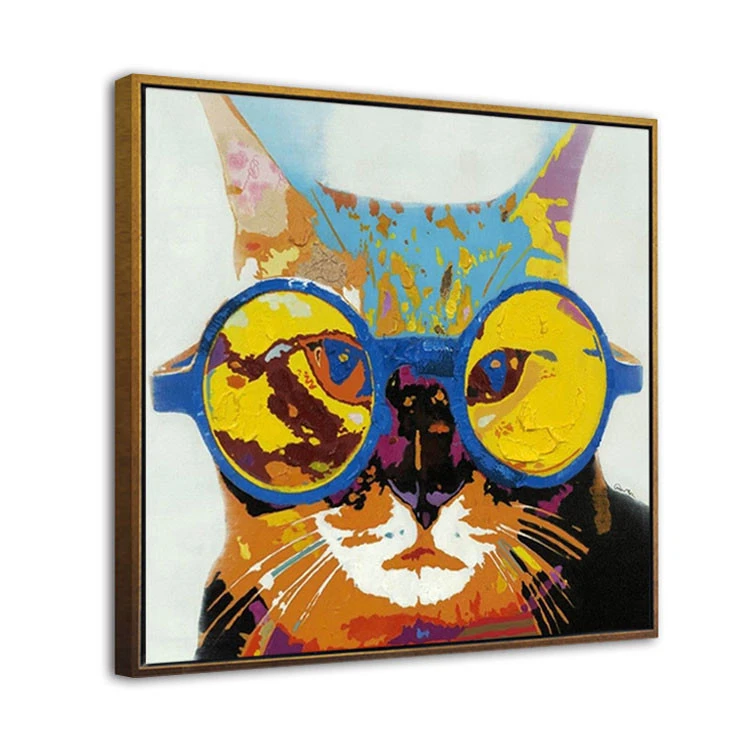 Handmade Heavy Textured Abstract Animal Cat Oil Painting Modern Canvas Art Home Decor