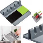 Heat-Resistant BPA-Free Silicone Spoon Rest Spoon Holder for Stove Top,Silicone Utensil Rest with Drip Pad for Multiple Utensils