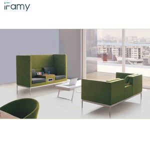 High back privacy office reception sofa 2 seat with office table