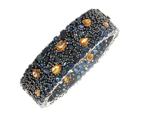 high-end Jewelry Manufacturer .925 Sterling Silver Antique finish black jewelry Citrine Iolite Gemstone Unique Bracelet