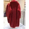 High Quality Ladies Winter Fur Jacket Leopard Print Genuine Fur Coat Warm Teddy Coat