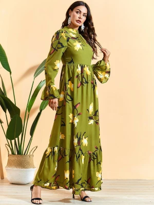 High Quality Latest Abaya Design Middle East Ethnic Region Printed Clothing Customize Flare Sleeve Stylish Dubai Abaya