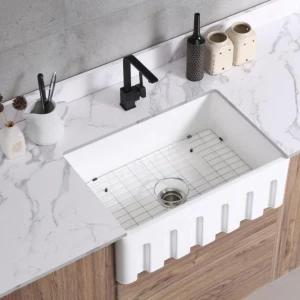 High quality low price modern white restaurant sinks ceramic apron farmhouse kitchen sink