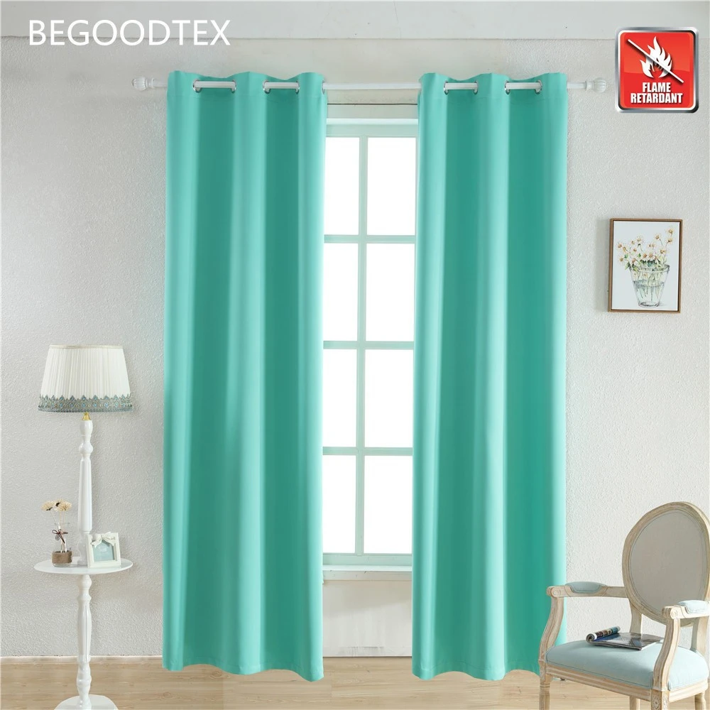 High quality polyester inherent flame retardant ready made living room blackout curtain