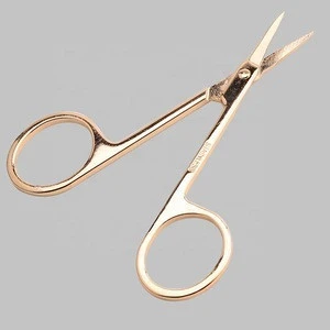 High Quality Women Facial Portable Custom Trimmer Stainless Steel Professional Gold Eyebrow Scissors