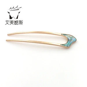 high quality zinc alloy popular shell  hair forks  in women hair accessories Gold-plated