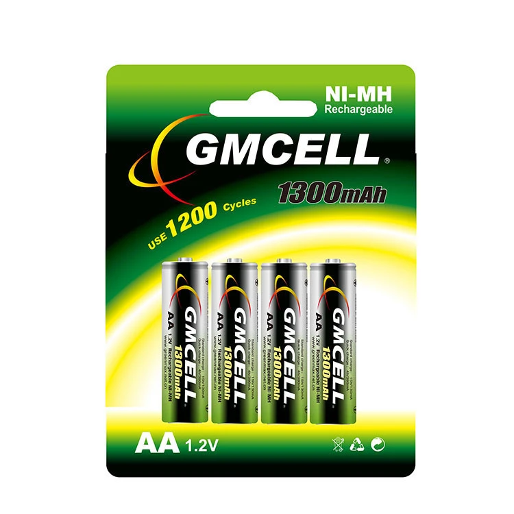 High Reliability aa battery 1200 times Cycle life 1300mAh NiMh aa rechargeable battery 1.2V