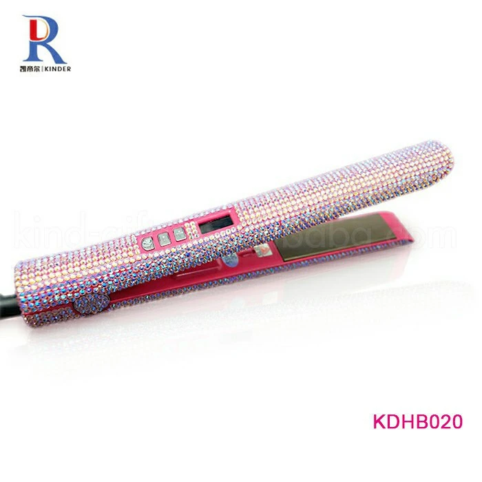 High temperature LCD display hair straightener shiny crystal hot hair tools flat irons