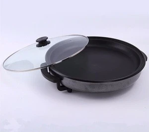 Home Cooking seasoned coating cast iron skillet round 42cm 1500w black electric frying  pan