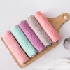 Home double layer coral fleece dishcloth kitchen microfiber cleaning cloth