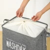 Home Hotel Durable  Storage Bag Waterproof Foldable Cotton Linen Laundry Basket
