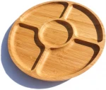 Home Kitchen Bamboo 12 inch Divided Appetizer Plate Snacks Tray