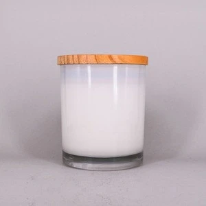 Hot sale no untidumping smokeless citronella candle in white glass jar with wooden lid