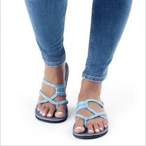 Hot Sale Summer Sandals Women Hemp Rope Shoes 2021 Female Slip On Flat Sandals Flip Flops