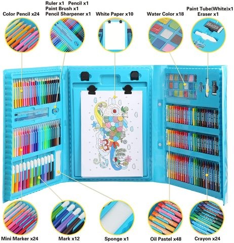 Hot-selling 208 Pcs Art Drawing Supplies Set Coloring Kit for Kids Painting