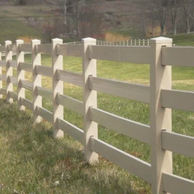 Hot Selling 4 Rail PVC Post and Rail Fence, Plastic Horse Fence, Quality Vinyl Ranch Fence