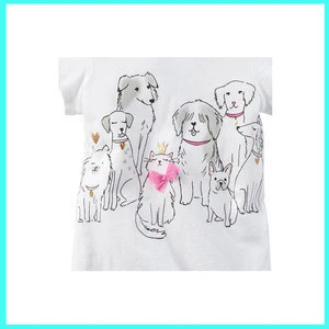Hot selling Animal printing custom baby t-shirts white color babies t-shirts cotton baby t-shirts