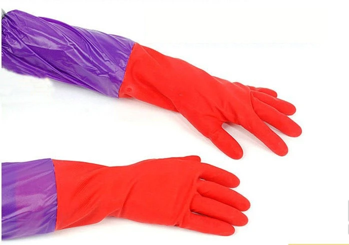 Household Wash Dishes Cleaning Waterproof Long Sleeve Rubber Latex Gloves