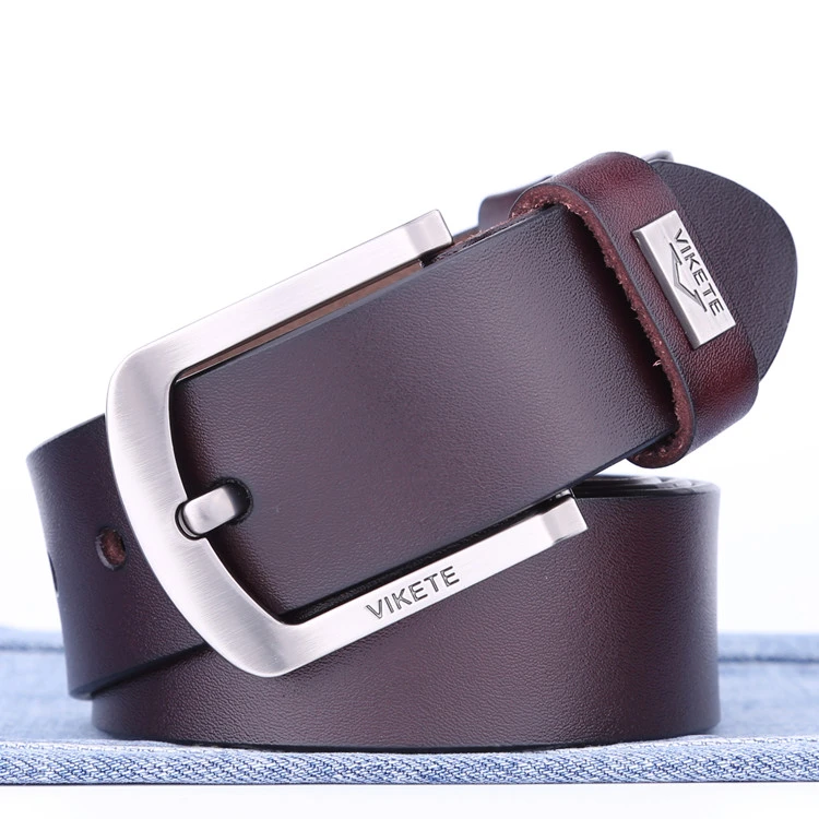 IGM Brand custom logo metal belt fashion genuine cow leather men adjustable leather belt