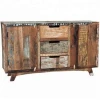 Industrial &amp; vintage reclaimed indian solid wood 3 drawer 2 door storage Cabinet