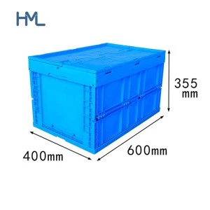 Industrial stack reusable collapsible foldable cosmetic packing attached lid plastic pallet box container for plastic caps