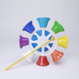 Innovative products for sell school teaching aids colorful percussion toys 8 notes brass hand bells
