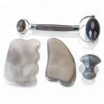 Jade Roller And Jade Gua Sha Beauty Tools, Stainless Steel Jade Roller