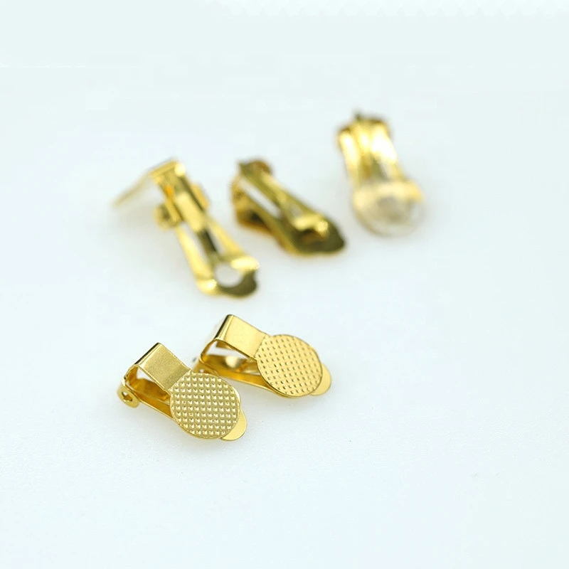jewelry making non pierced metal ear clip accessories golden frog shape earring parts