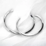 Jewelry Simple Watch Accessories Bracelet Fashion Titanium Steel Couple Open Bracelet Lettering