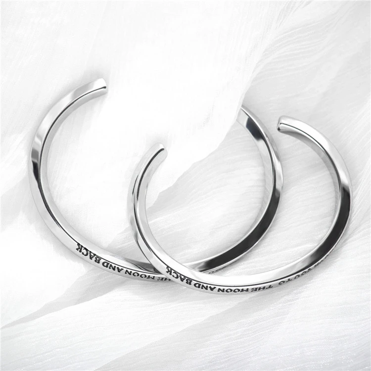 Jewelry Simple Watch Accessories Bracelet Fashion Titanium Steel Couple Open Bracelet Lettering