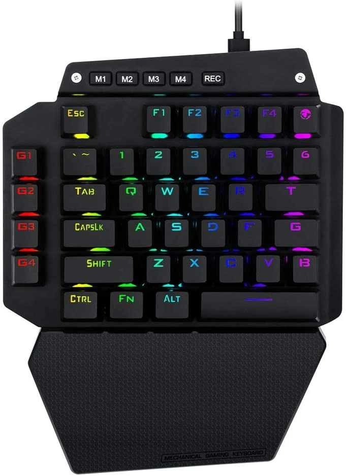 K700 custom One Handed Arabic Gaming Keyboard with Detachable Palm Rest RGB Led Backlit mechanical gaming keyboard
