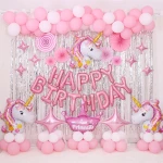 Kids Birthday Party Backdrop Foil Balloon Decoration Supplies Set
