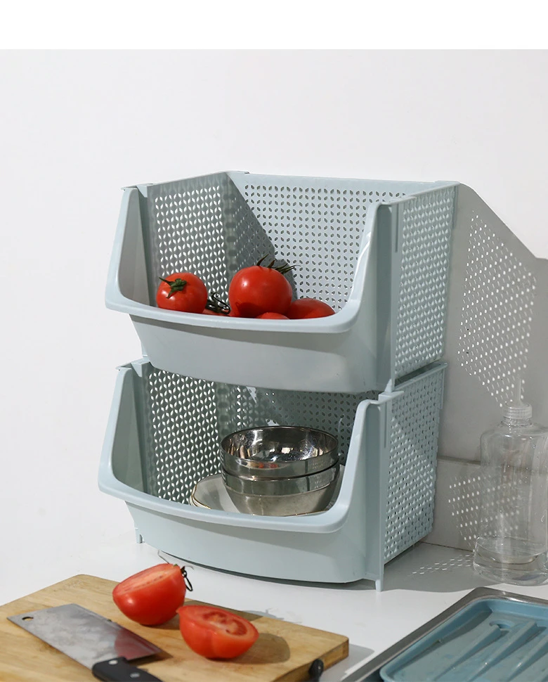 kitchen box rack Superposition plastic fruit basket Floor shelf