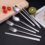 Korean Stainless Steel Cutlery Spoon Fork and Chopsticks Silverware Set