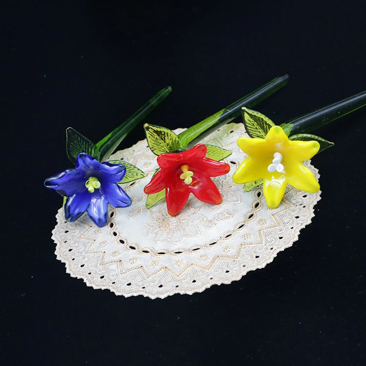 Long Stem Blown Glass Craft Flowers