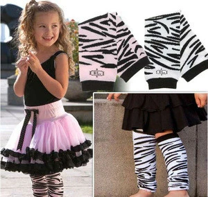 Lovely Baby Girls Elastic Zebra Leg Warmers Cotton Arm Warmers Two Colors Optional