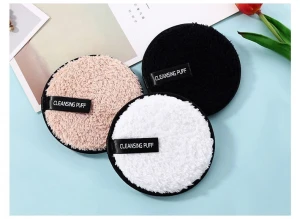 Low MOQ cleansing pad custom logo reusable makeup remover pads washable facial colorful microfiber cotton pads for women makeup