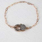 LS-E1045 Wholesale gold rose gold plated Color cz lobster clasp bracelet hand shape charm cubic zirconia clasp bracelet