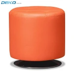 Luxuries Tufted fabric Round swivel Padded Ottoman Foot Rest Stool chrome base swivel stool ottoman