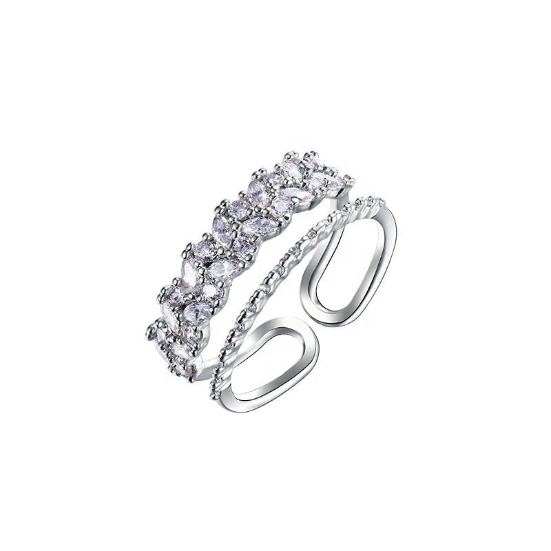 Luxury Minimalist Jewelry Shining Fashion Finger Ring Set Wholesale Rhinestone Ring Set Women Layered Open Rings