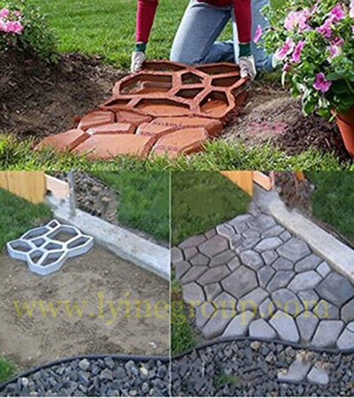 Lyine Plastic Concrete Stepping Stone molding Patio stamping Paving walkway Molds DIY Garden Tools-paver mold for garden path