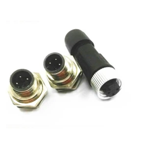M12 4 pin panel mount waterproof cable connector with shielded electrical wiring connector waterproof cable connector