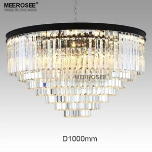 MEEROSEE American Style Black Antique country Round crystal chandelier Ceiling light MD2949