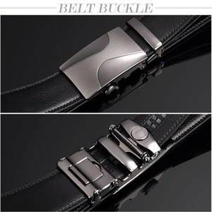 Men&#39;s Leather Ratchet Dress Belt with Automatic Sliding Buckle