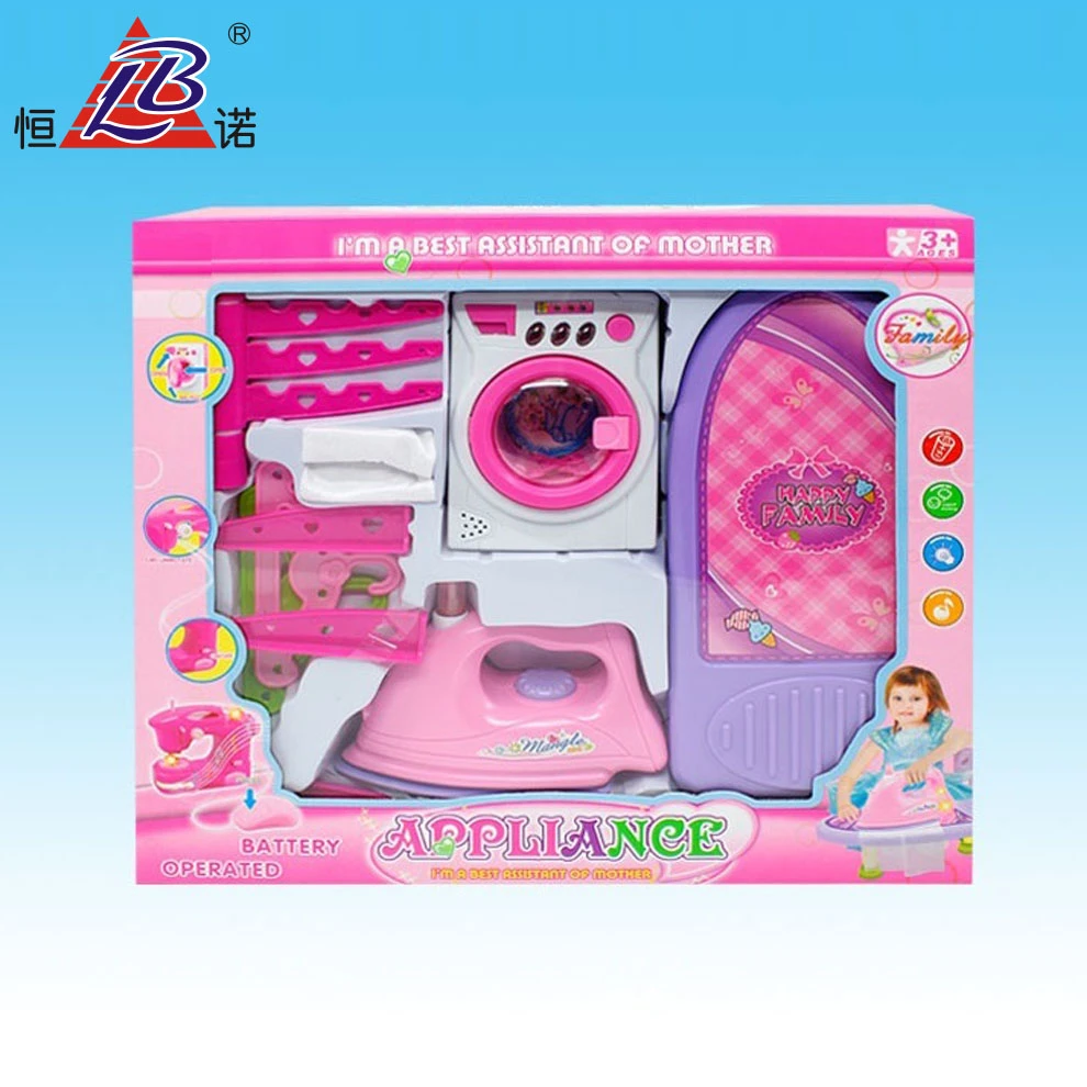 Mini Washing Machine Toy For Girls Play Set Plastic Toy Iron For Kids