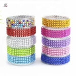 Mixed Color Rhinestone Strip Stickers Self-Adhesive Bling Craft Jewels Crystal Gem Stickers Decorative Tape for Crafts Making