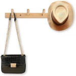 Modern Bamboo Wooden Wall Mounted Coat Rack Vintage Wood Clothes Hanger