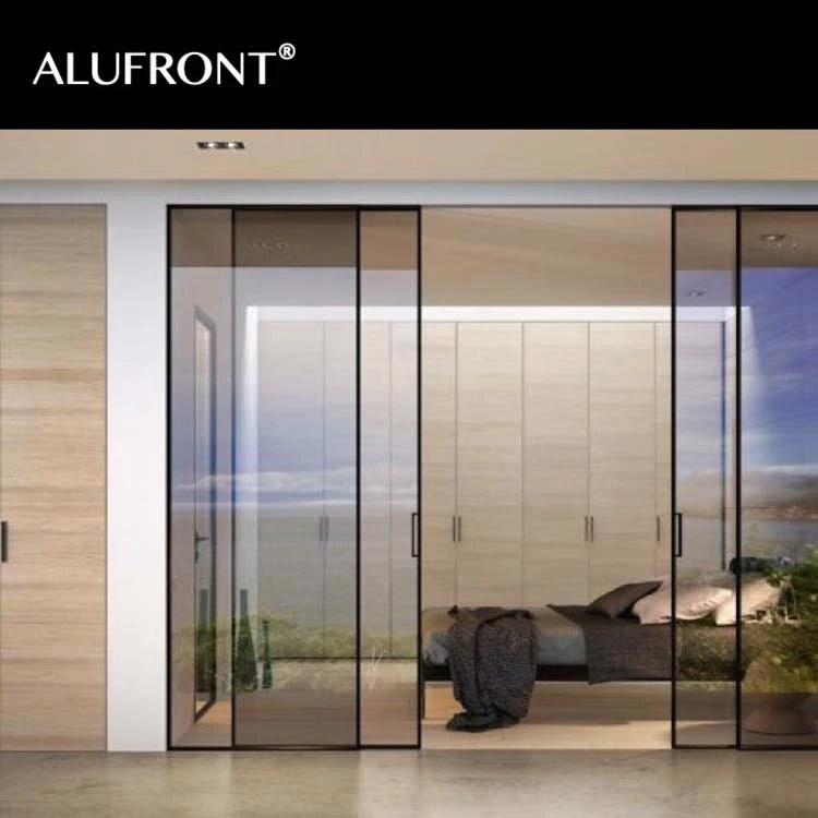 Modern Desgin Temper glass Aluminium Sliding Doors with Narraow Frame