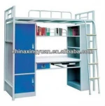 Modern metal frame dorm bed with locker storage bunk bed study table