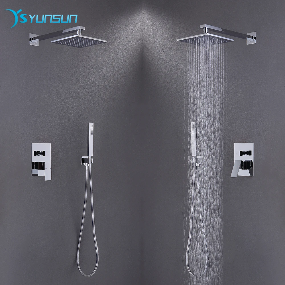 Modern mixer shower set hot and cold water  brass shower faucet system rainfall mixer shower set with handheld